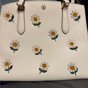 Tory Burch Cream Daisy Embroidered Tote
